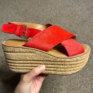 Brand new cowhide platform sandals